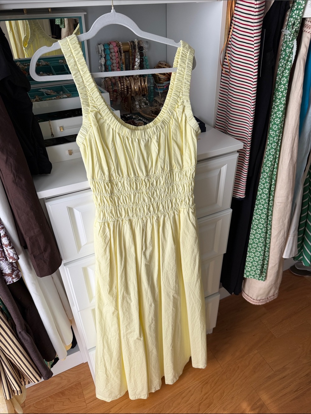 Loft Yellow Smocked Waist Sleeveless Sundress 0